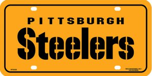 Pittsburgh Steelers Yellow Metal License Plate