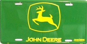 JOHN DEERE Yellow Logo On Green Metal License Plate