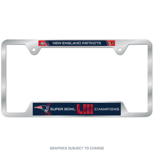 New England Patriots Super Bowl Champs Chrome License Frame