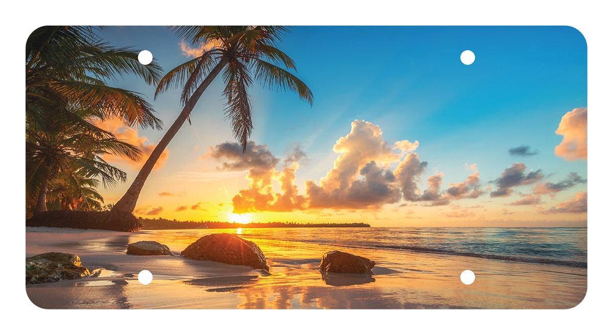 Beach Sunset Unbreakable Plastic License Plate