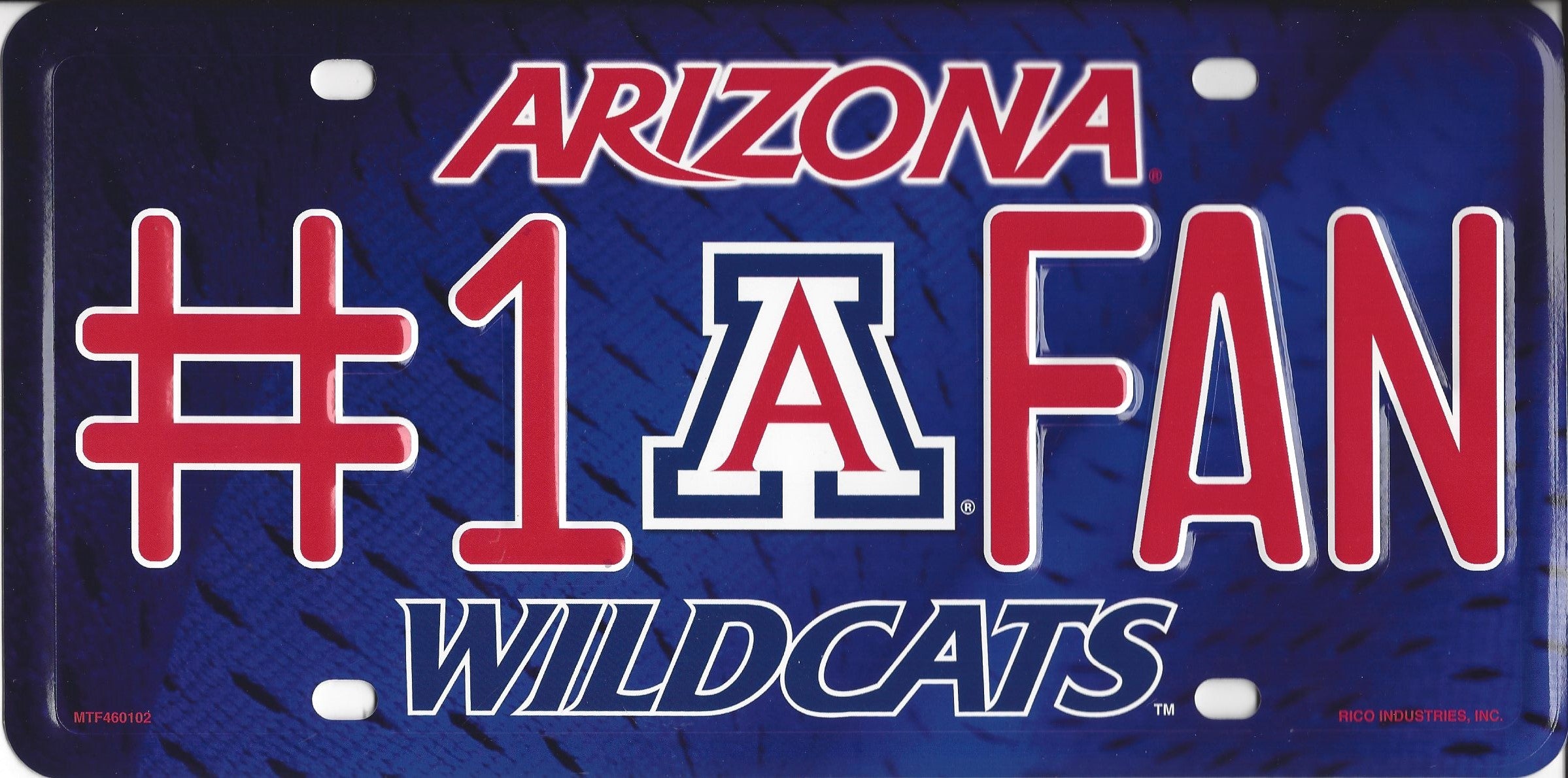 Rico Industries NCAA Arizona Wildcats Laser Inlaid Metal License Plate Tag Silver 6 X 12