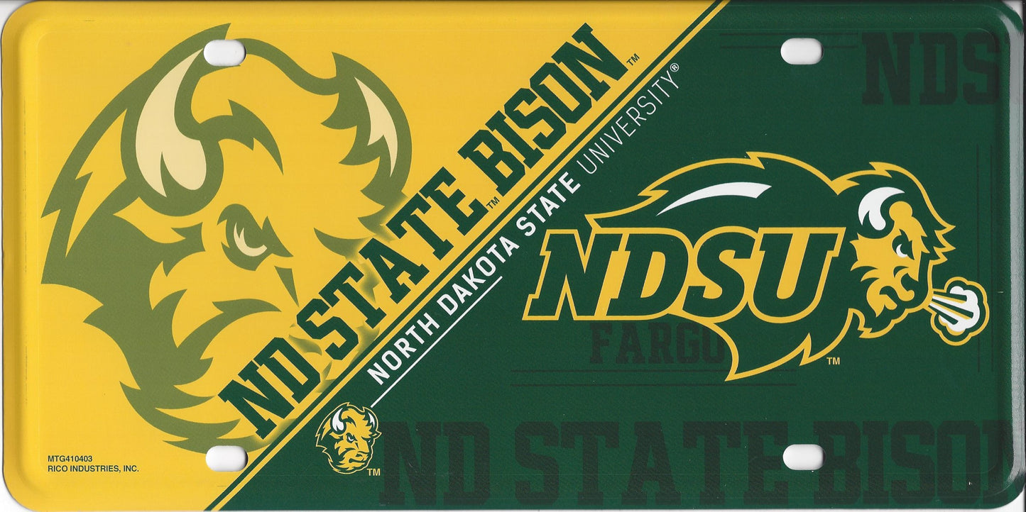 North Dakota State Bison Metal License Plate