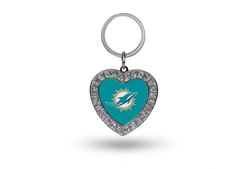 Miami Dolphins Bling Rhinestone Heart Keychain