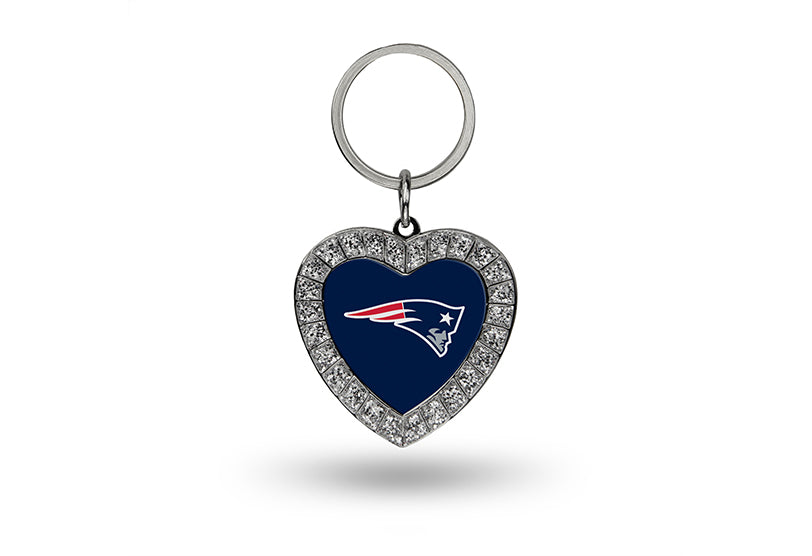 New England Patriots Bling Rhinestone Heart Keychain