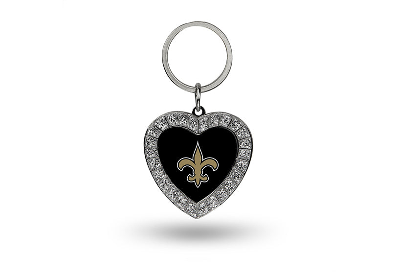 New Orleans Saints Bling Rhinestone Heart Keychain