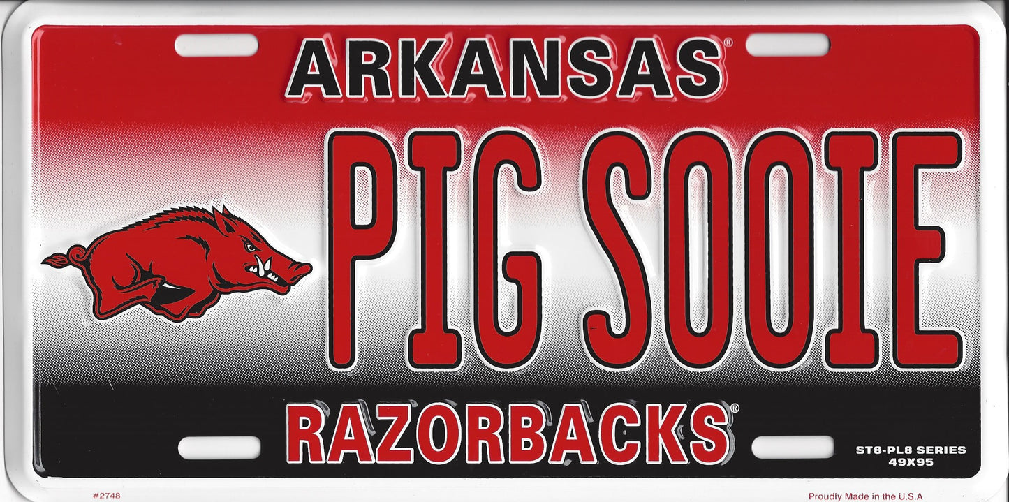 Arkansas Razorbacks PIG SOOIE Metal License Plate