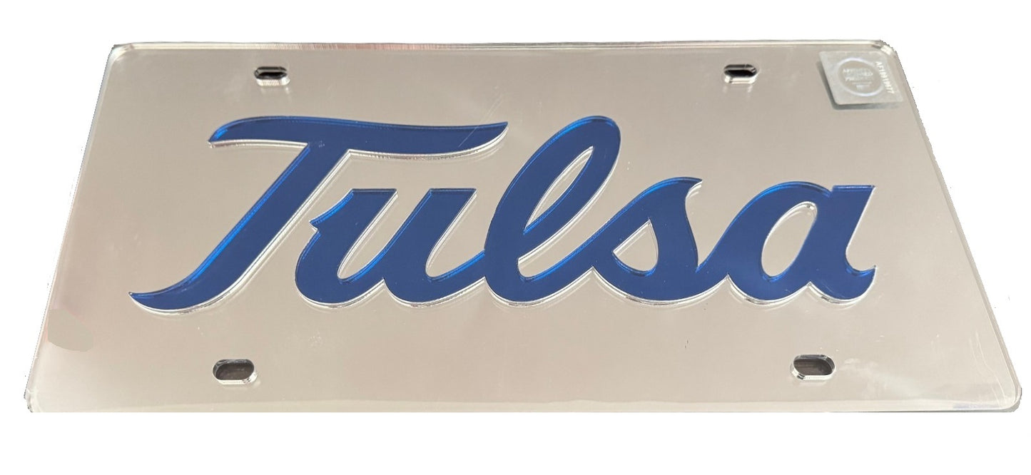 University Of Tulsa Silver Laser License Plate