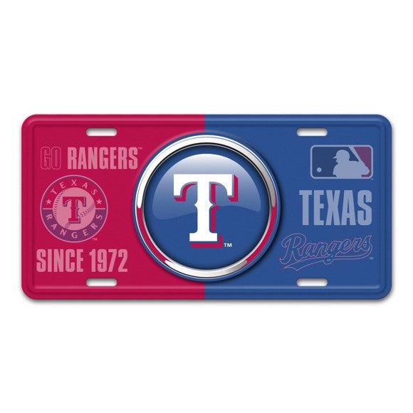 Texas Rangers Metal License Plate