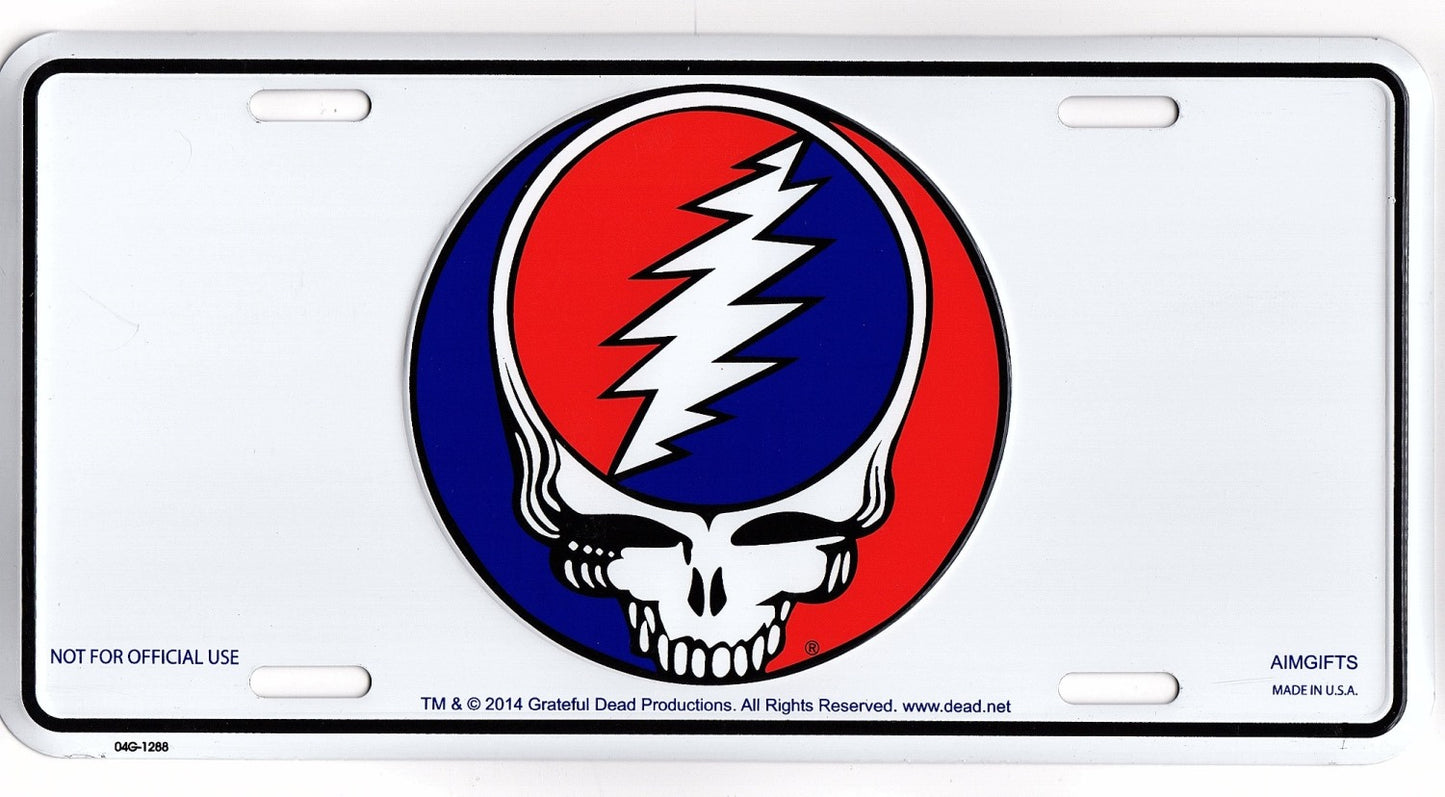 Grateful Dead Steal Your Face Skull Metal License Plate
