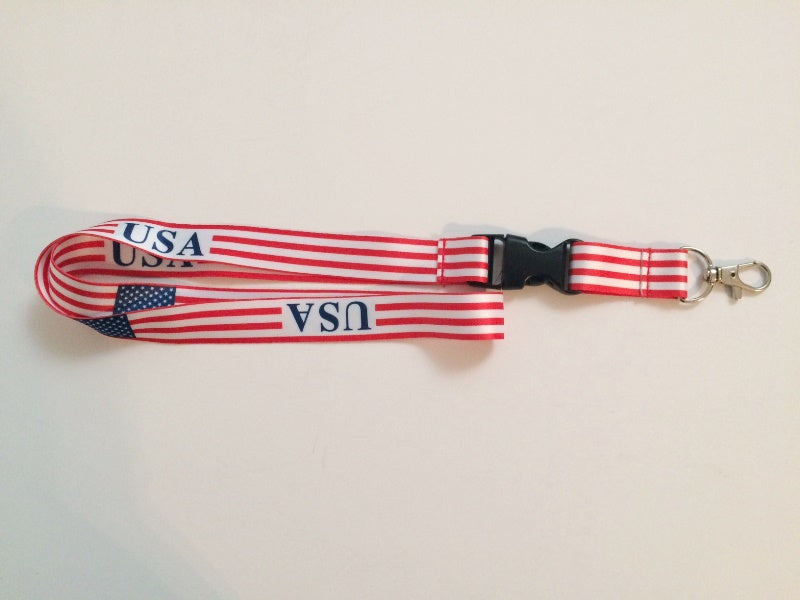 USA Flag Lanyard With Detachable Key Ring