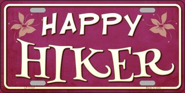 Happy Hiker Metal License Plate