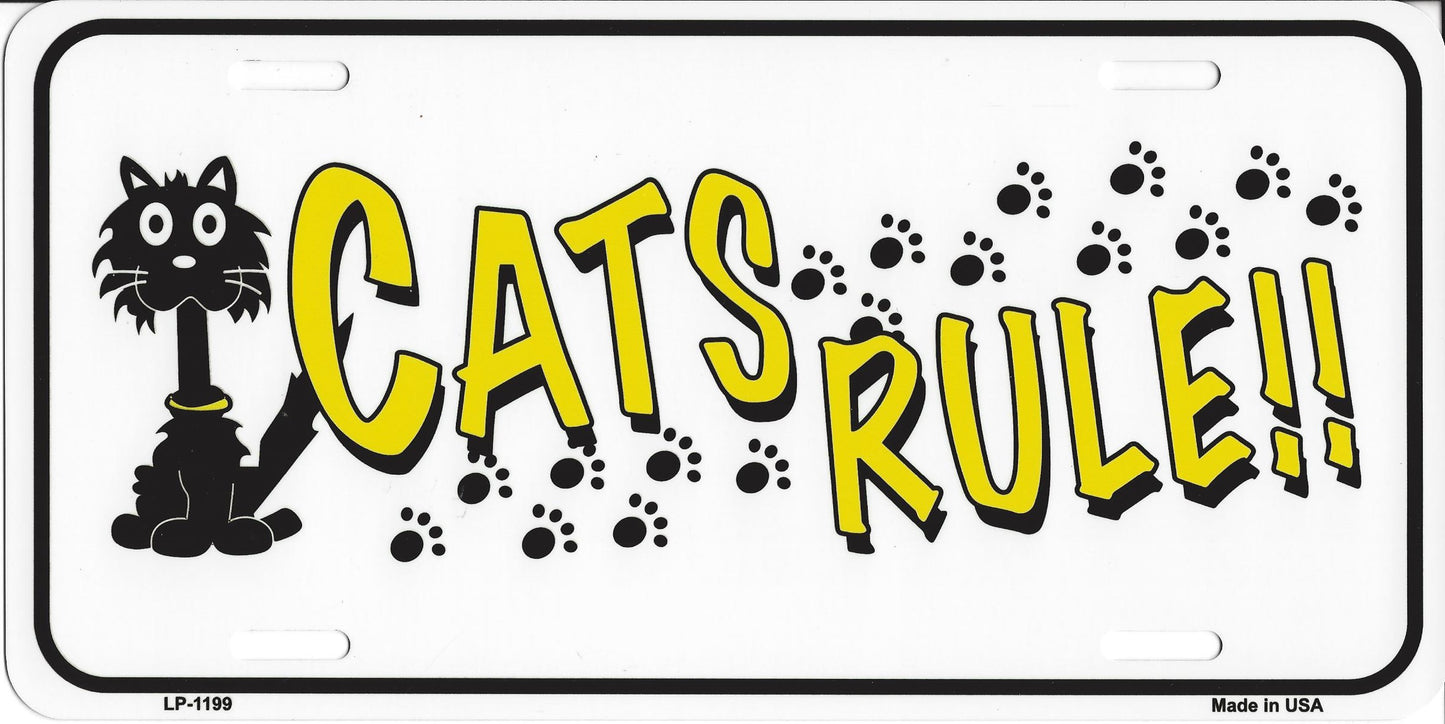 Cats Rule Metal License Plate