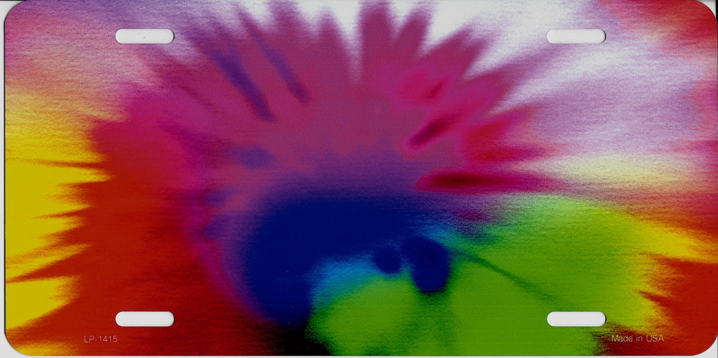 Tie Dye Colors Metal License Plate