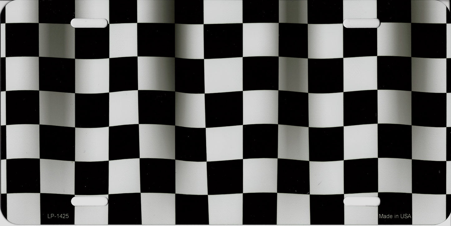 Checkered Flag Metal License Plate
