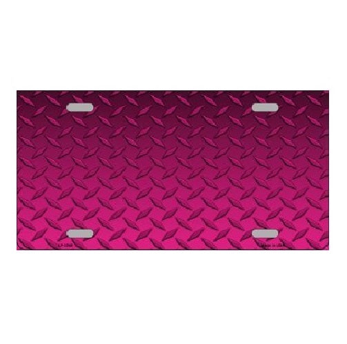 Diamond Plate Pink Background Metal License Plate
