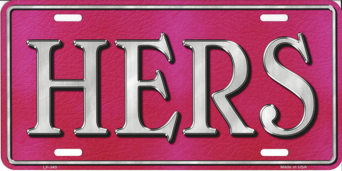Hers Pink Metal License Plate