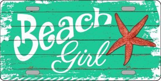 Beach Girl Metal License Plate
