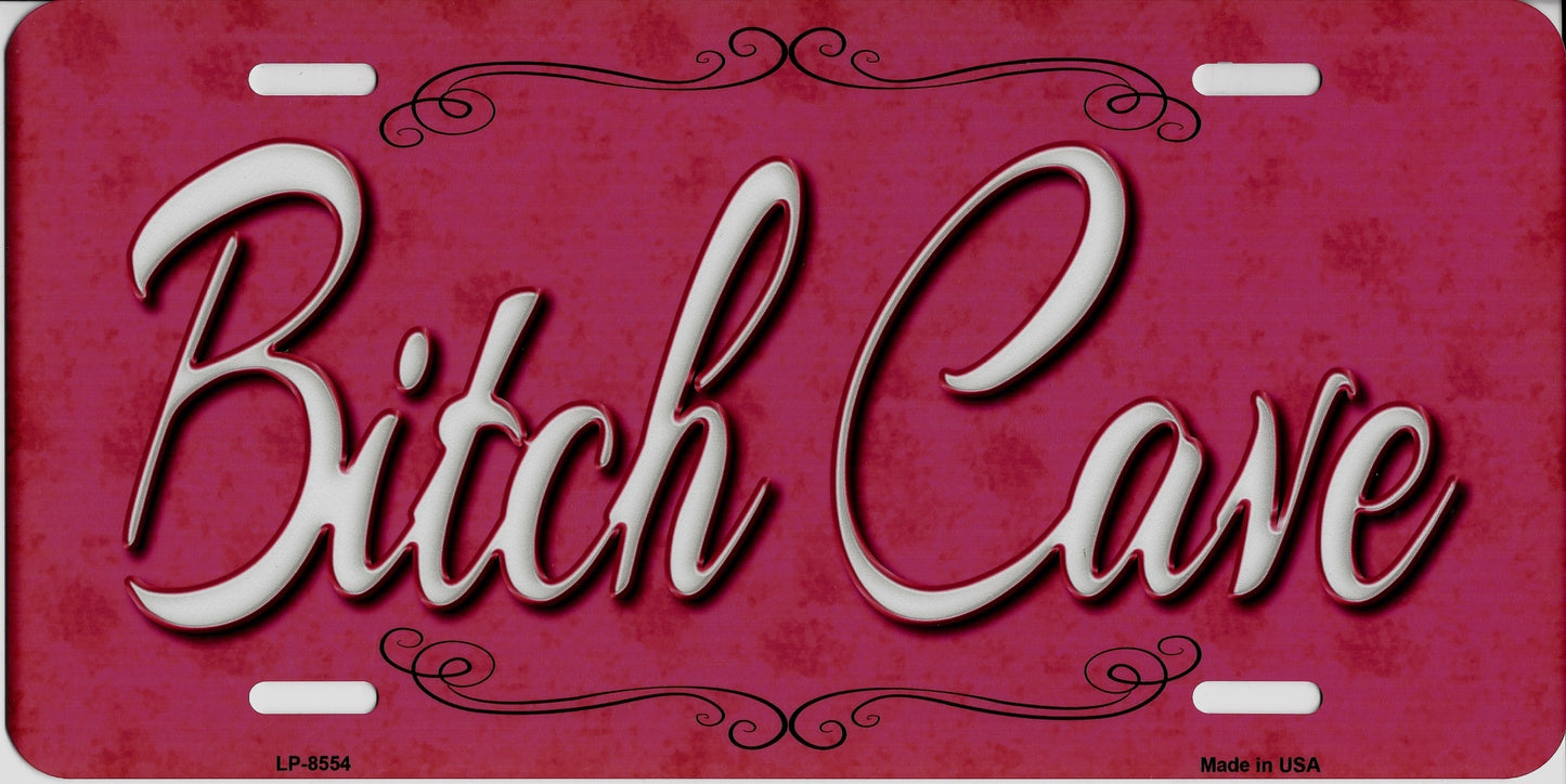 Bitch Cave Metal License Plate
