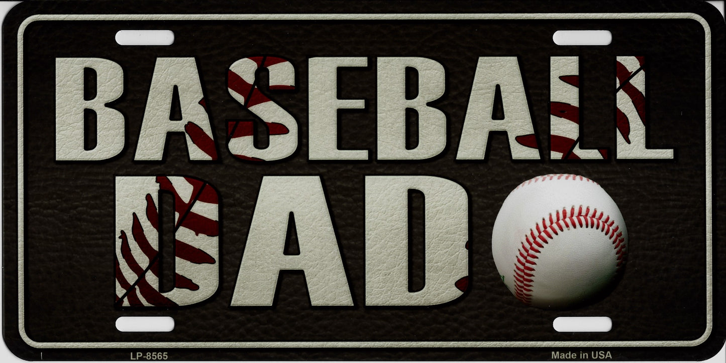 Baseball Dad Metal License Plate
