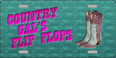 Country Gal's Flip Flops Metal License Plate