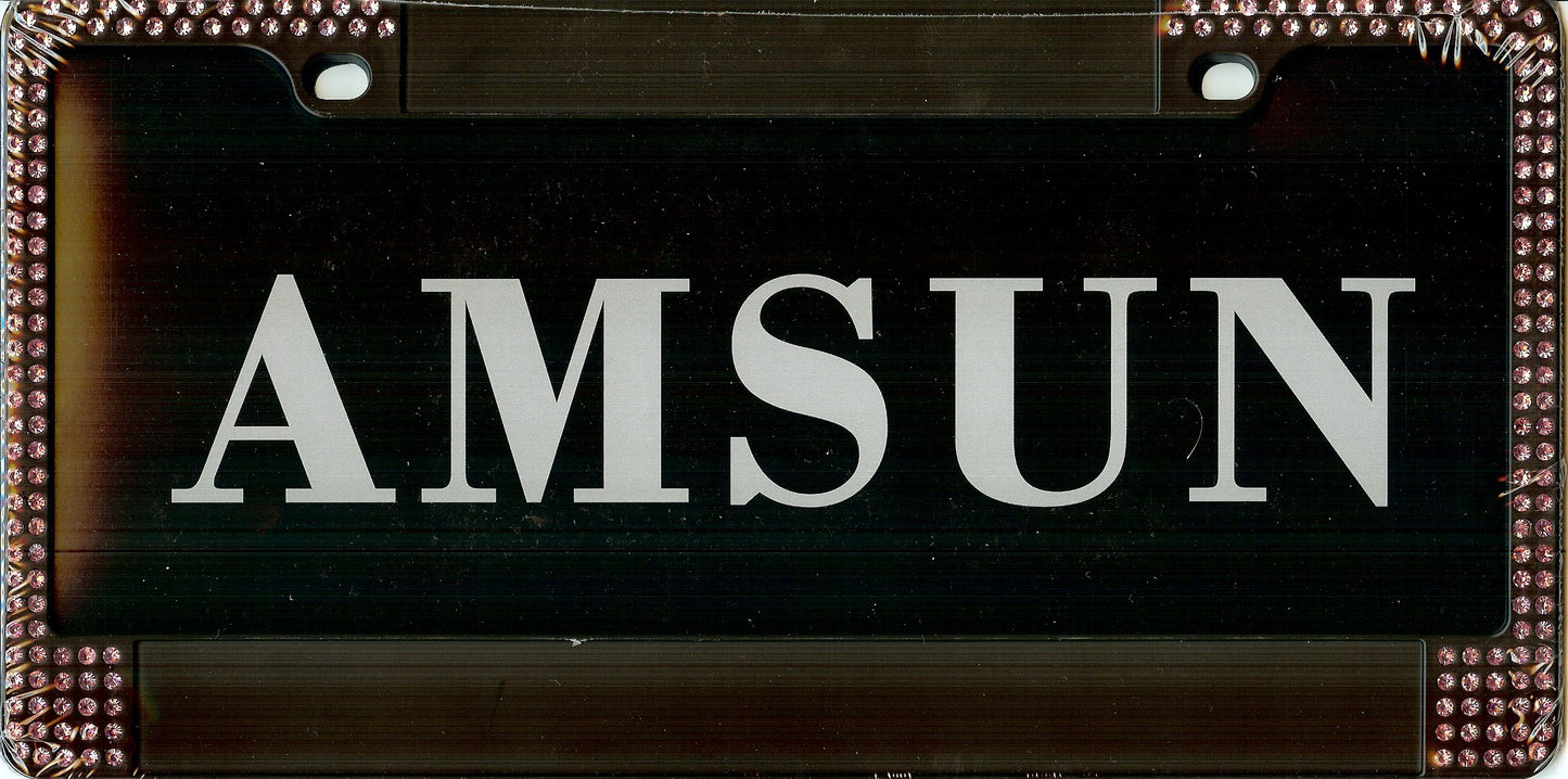 Black Panel Frame With Double Row Pink Diamonds