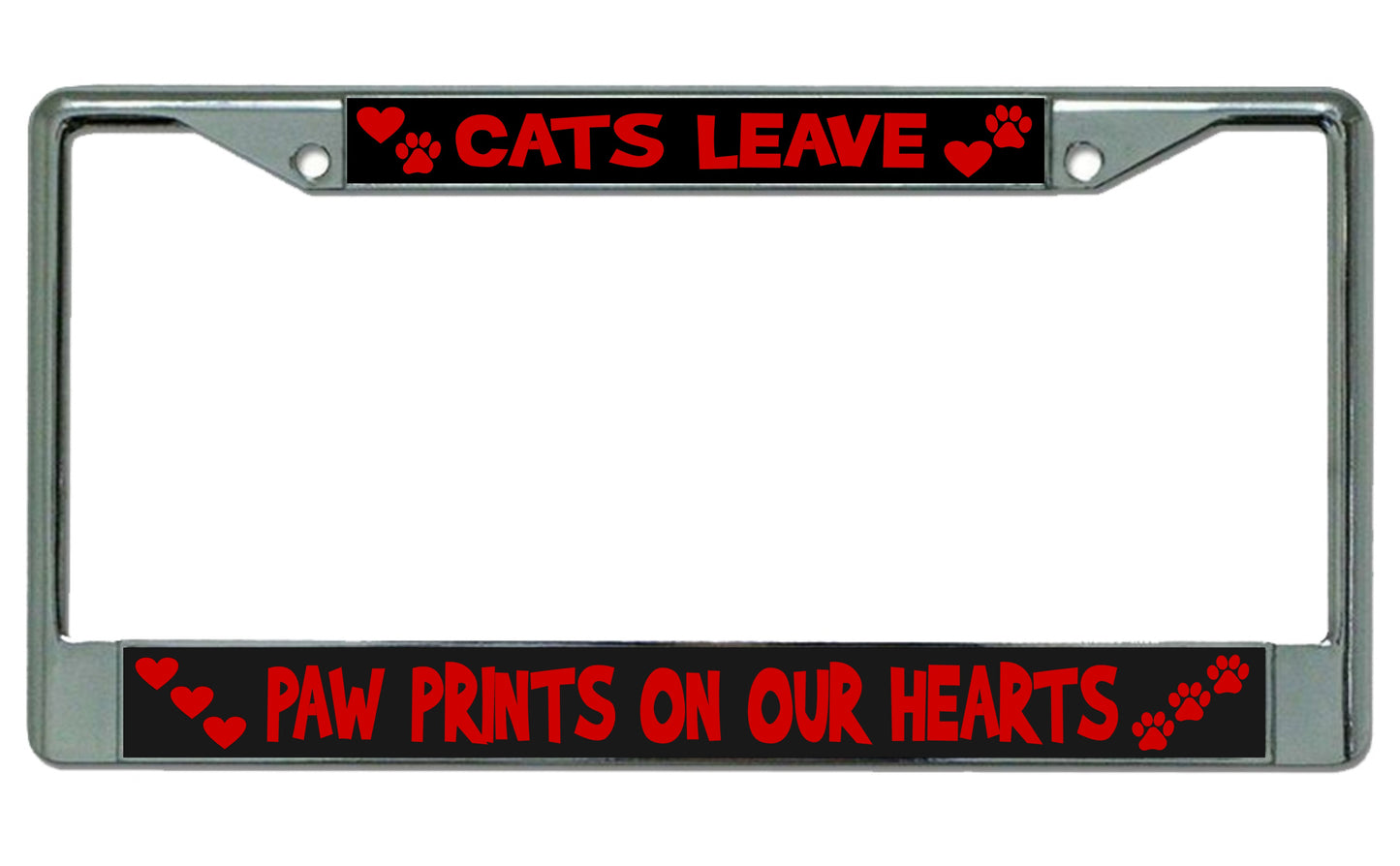 Cats Leave Paw Prints Chrome License Plate Frame