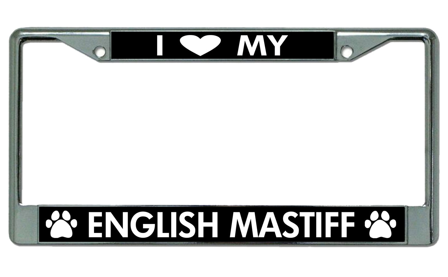 I Love My English Mastiff Chrome License Plate Frame
