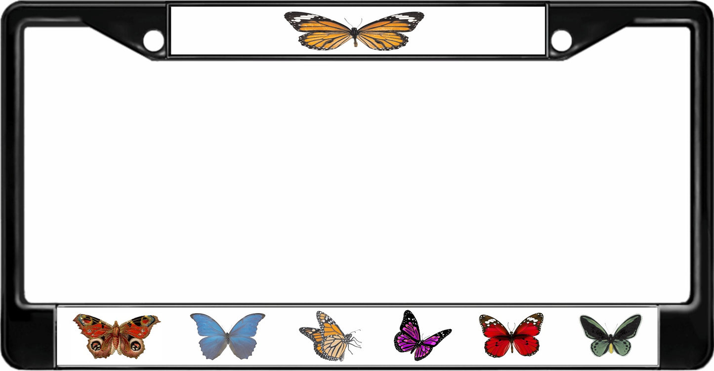 Butterflies Black License Plate Frame