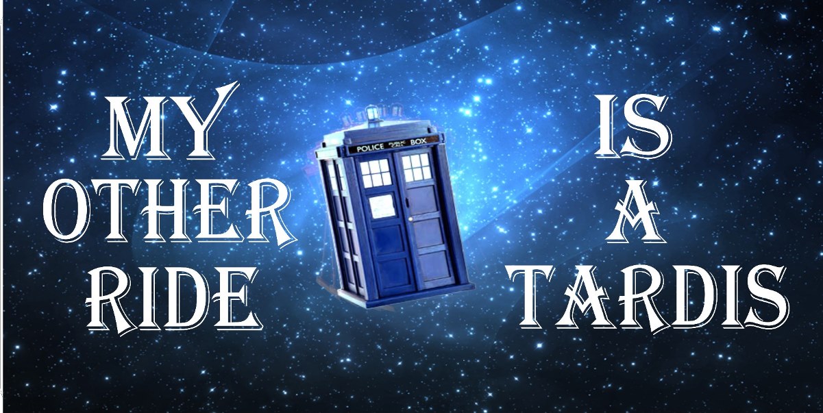thumbnail image 2 of Dr. Who TARDIS License Plate Frame – 'My Other Ride Is A Tardis' – Black 11 Designs 2 of 3