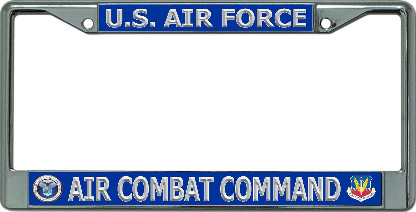 U.S. Air Force Air Combat Command Chrome License Plate Frame