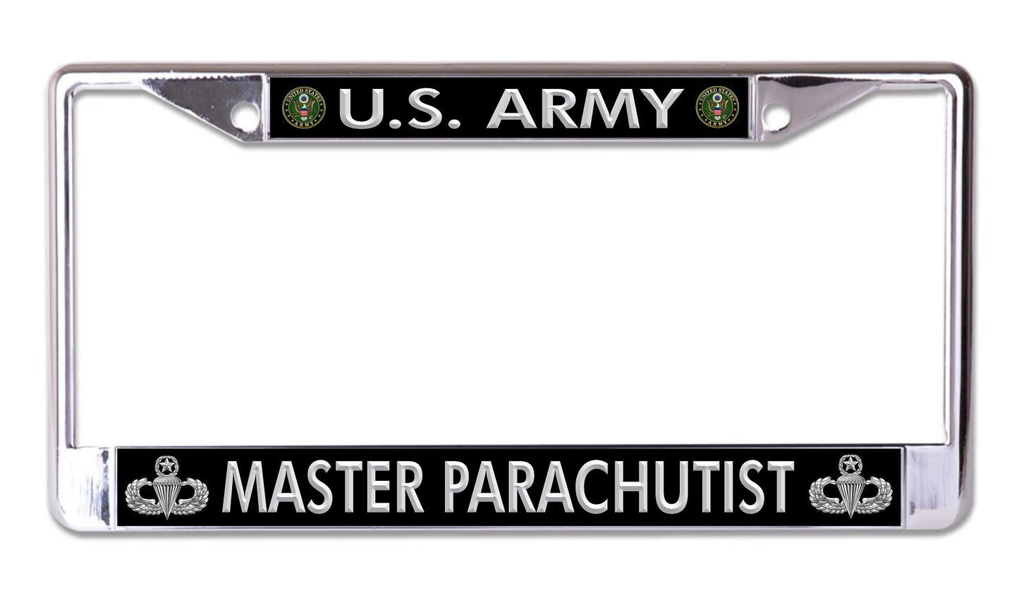 U.S. Army Master Parachutist Chrome License Plate Frame