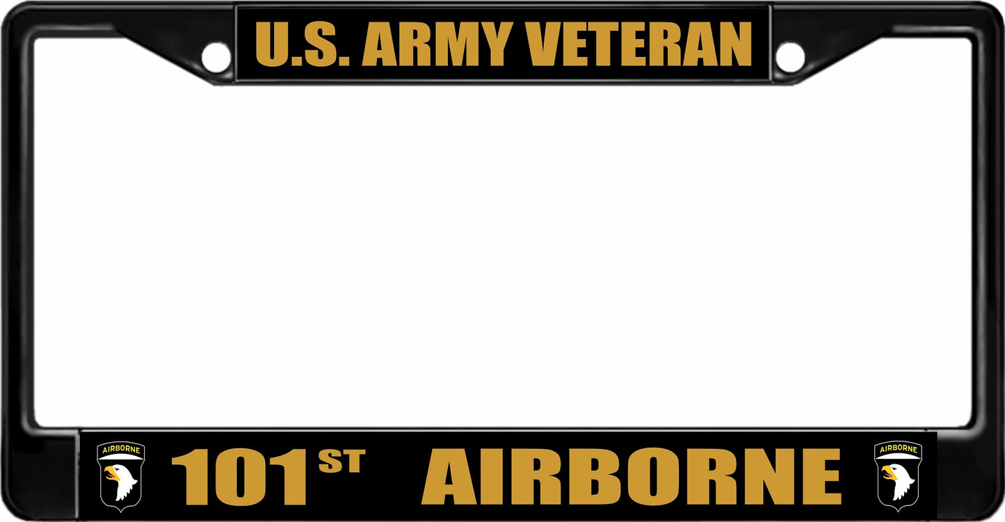 U.S. Army Veteran 101st Airborne Black License Plate Frame