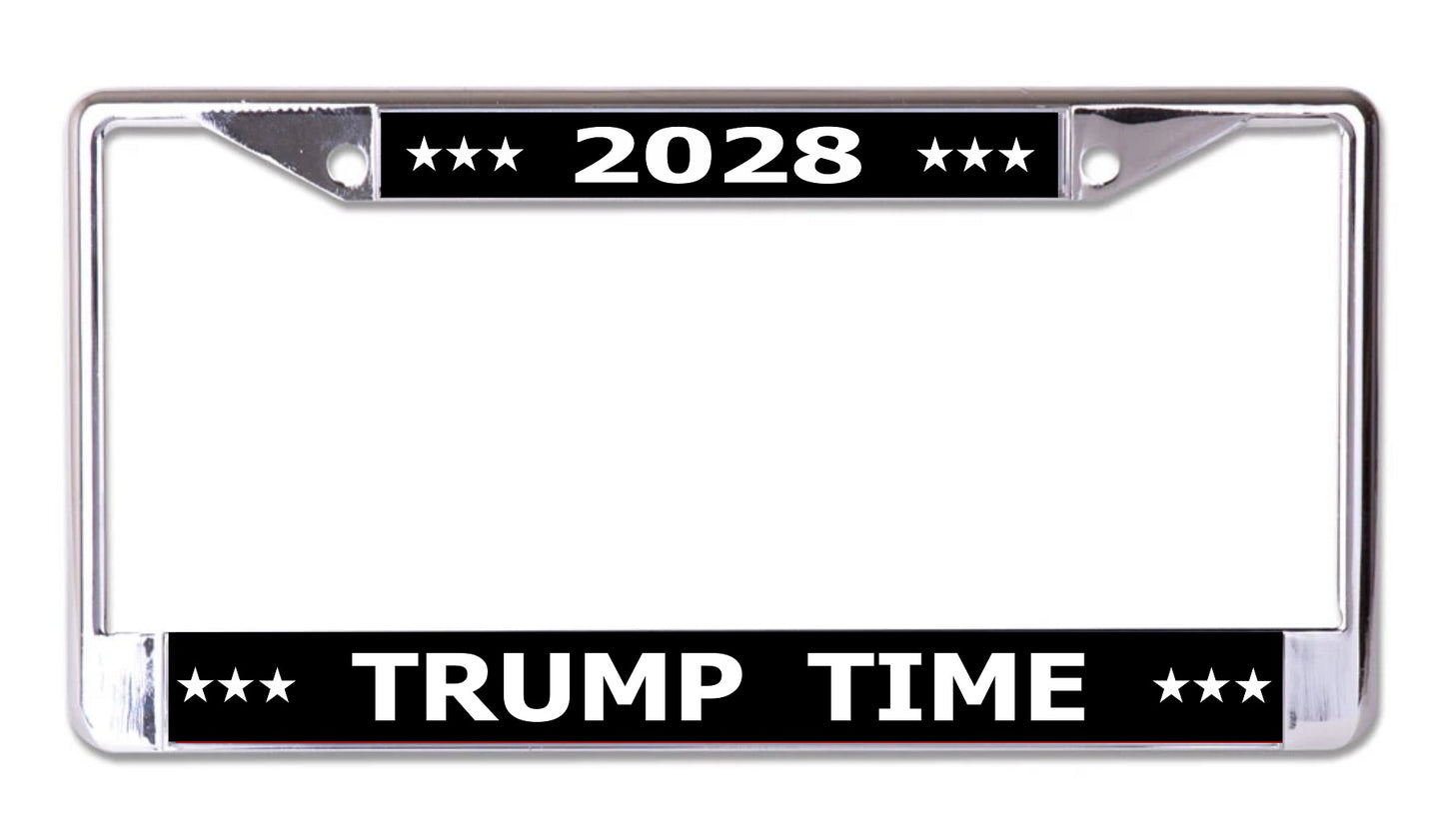 Trump Time 2028 Chrome License Plate Frame