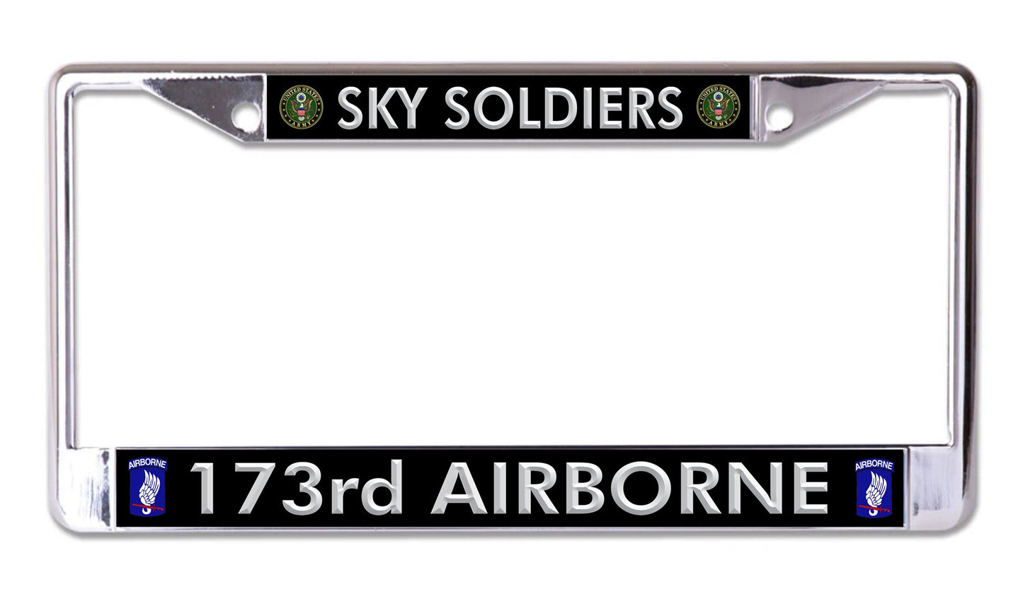 Sky Soldiers 173rd Airborne Chrome License Plate Frame
