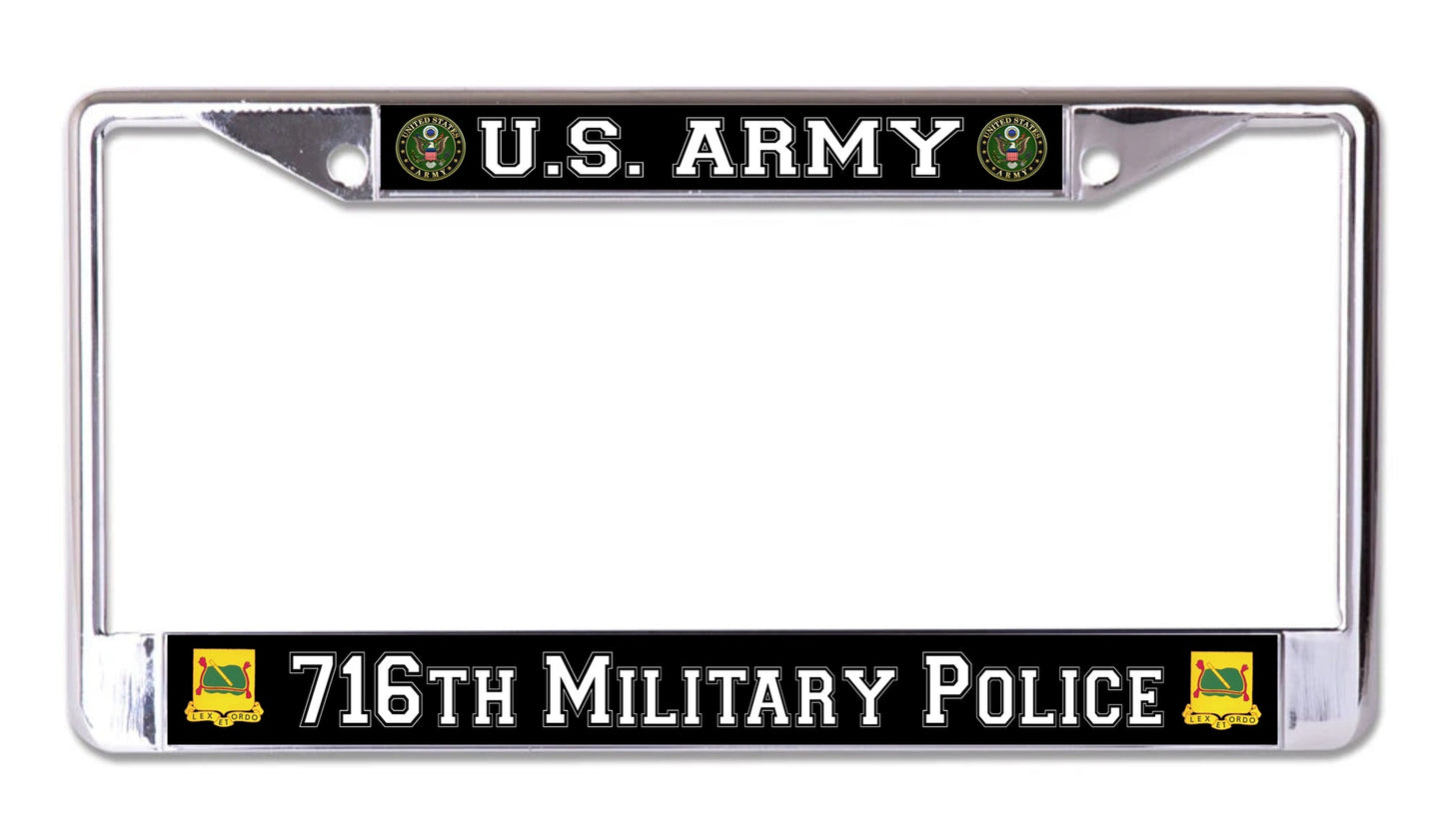 U.S. Army 716th Military Police Chrome License Plate Frame