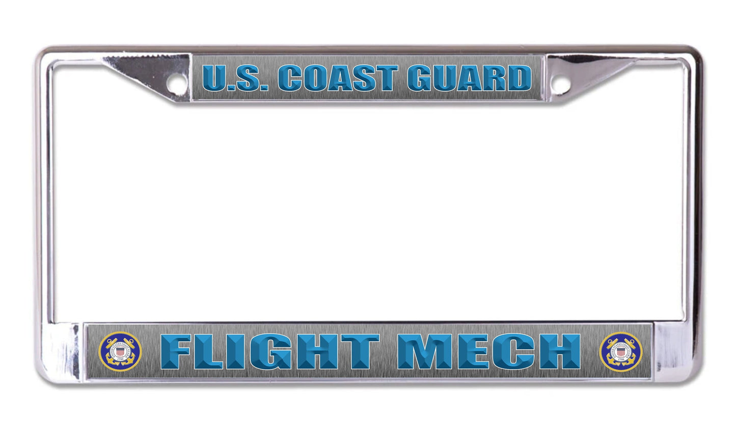 U. S. Coast Guard Flight Mech Chrome License Plate Frame