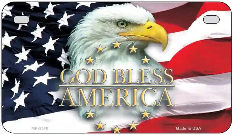 God Bless America Metal Motorcycle License Plate