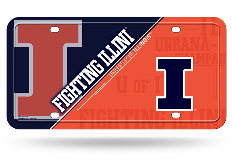 Illinois Fighting Illini Metal License Plate