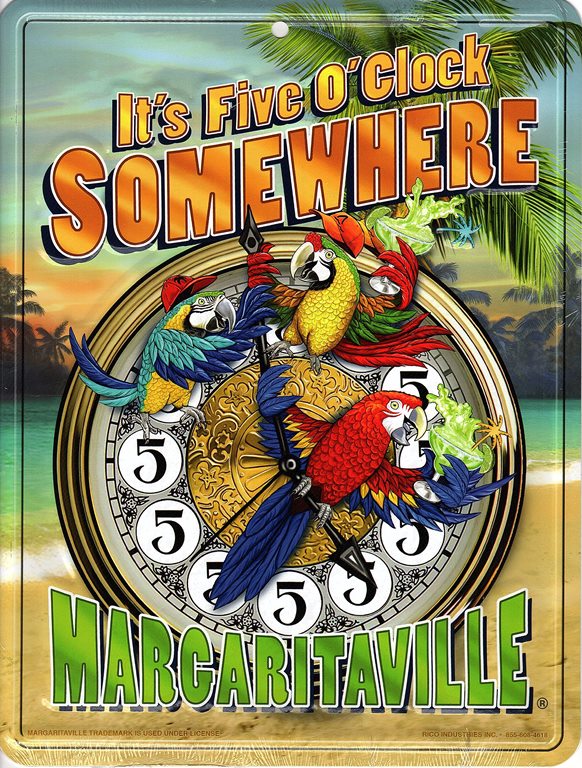 It's Five O'Clock Margaritaville Sunset Parking Sign