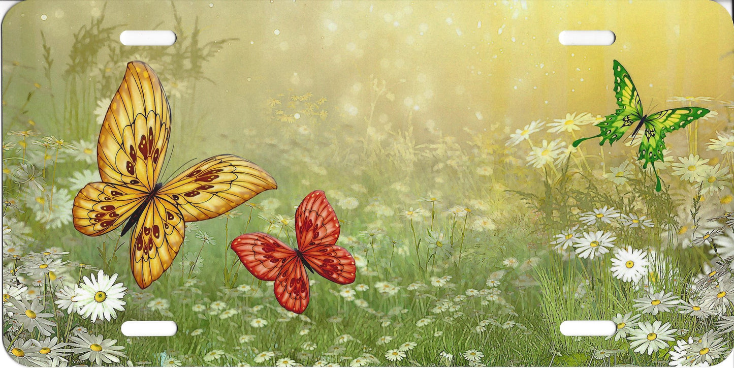 Butterflies In Forest License Plate