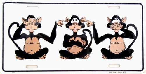 See, Hear, Speak No Evil License Plate