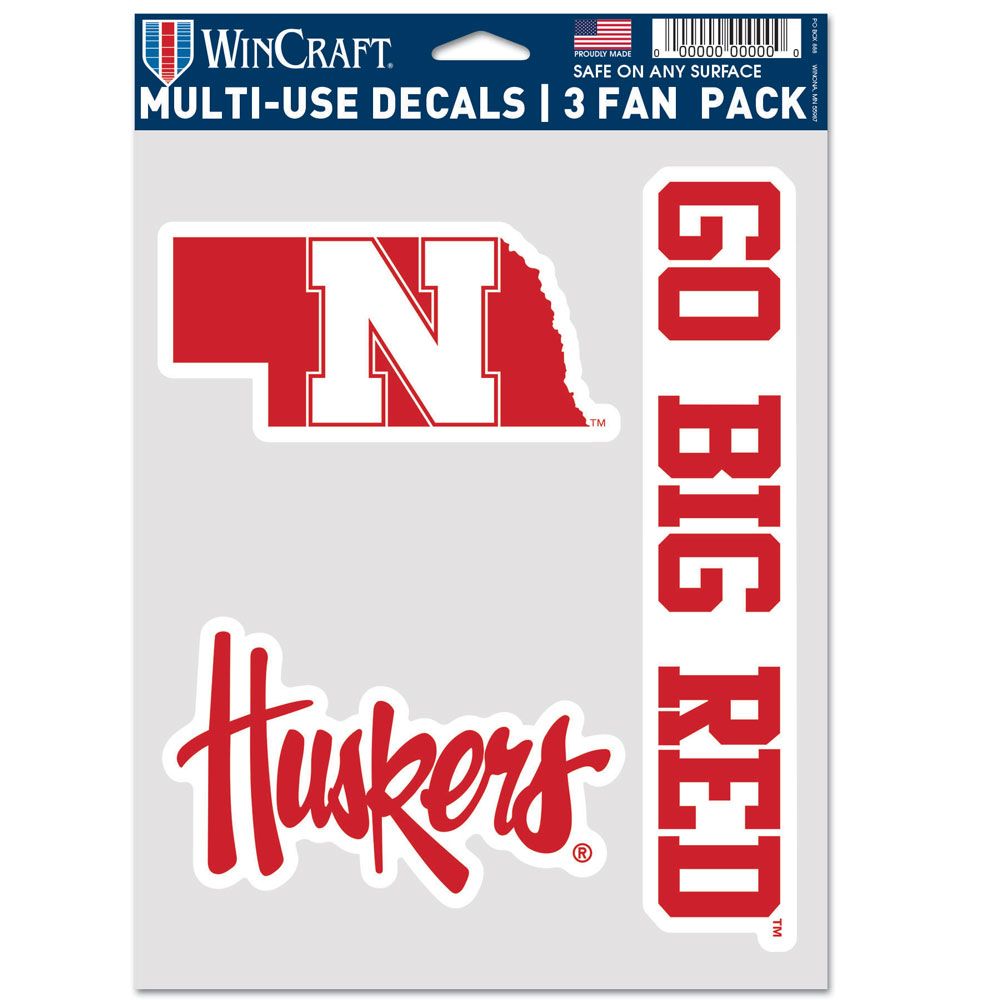 Nebraska Cornhuskers 3 Fan Pack Decals
