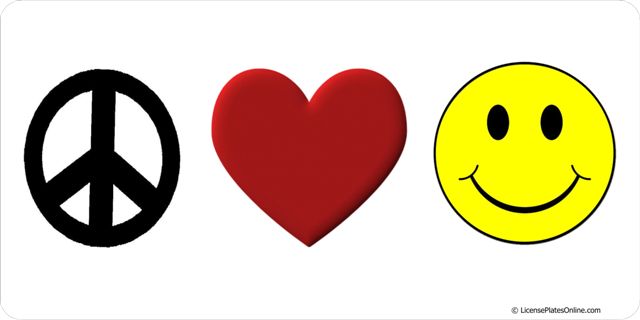 Peace Love Smiley Face License Plate
