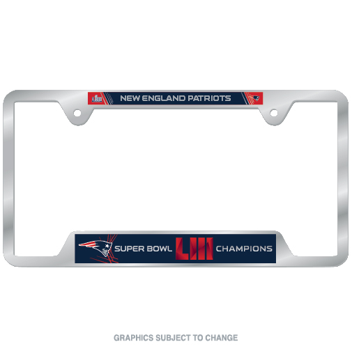 New England Patriots Super Bowl Champs Chrome LICENSE PLATE Frame