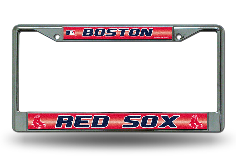 Boston Red Sox Glitter Chrome License Plate Frame Free SCREW Caps Included