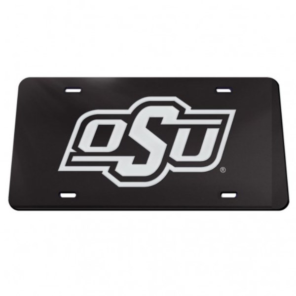 OSU Cowboys Black Laser License Plate
