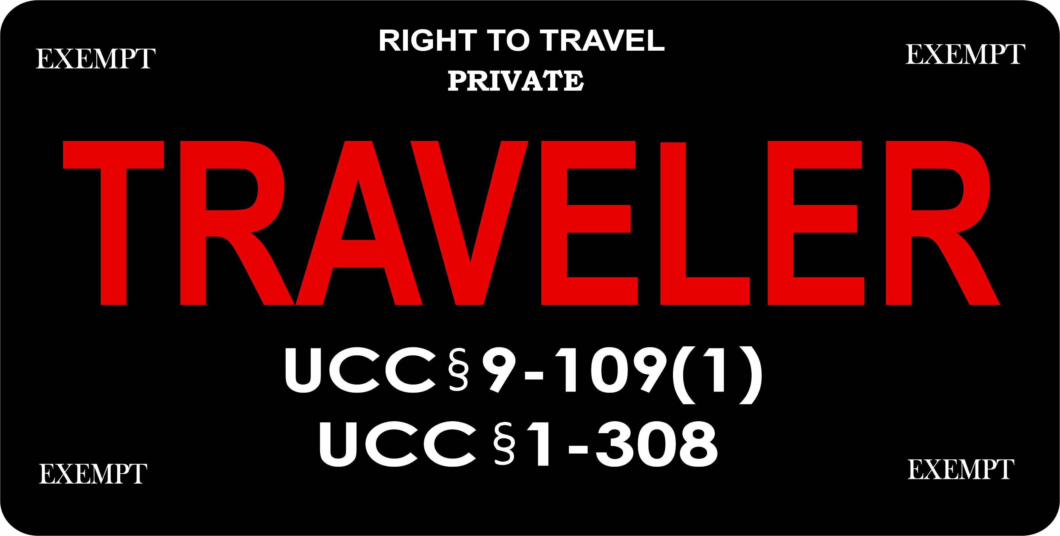 Traveler Right To Travel Red Letters On Black Photo LICENSE PLATE
