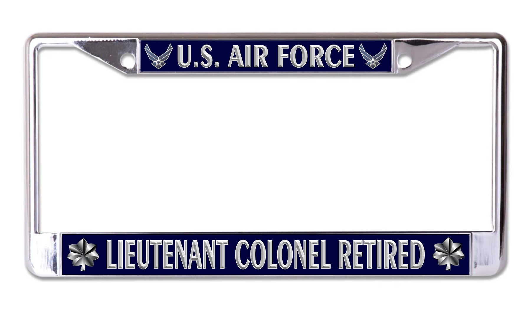 U.S. Air Force Lieutenant Colonel Retired Chrome License Plate FRAME