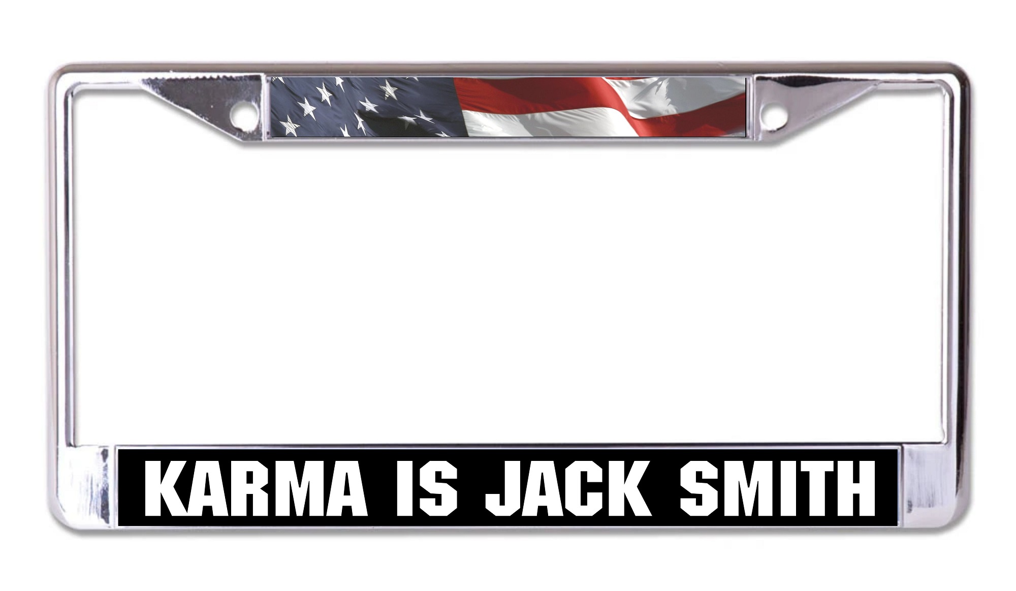 Karma Is Jack Smith Chrome License Plate FRAME
