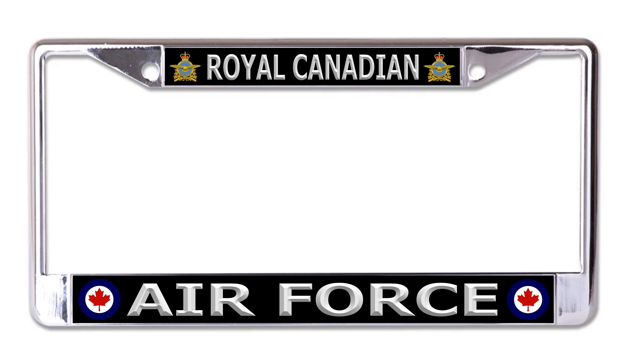 Royal Canadian Air Force Silver Letters Chrome License Plate FRAME